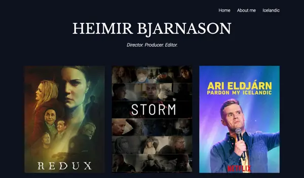 Portfolio website for Heimir Bjarnason made with Minimalio theme.