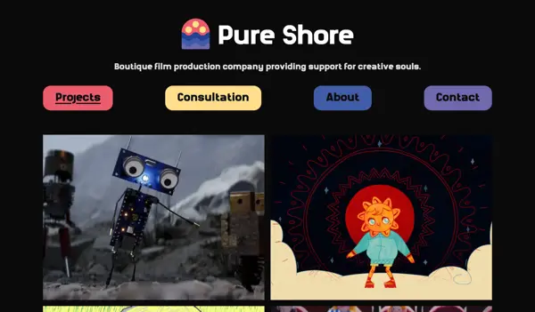 Website for Film Production Pure Shore with Minimalio theme.